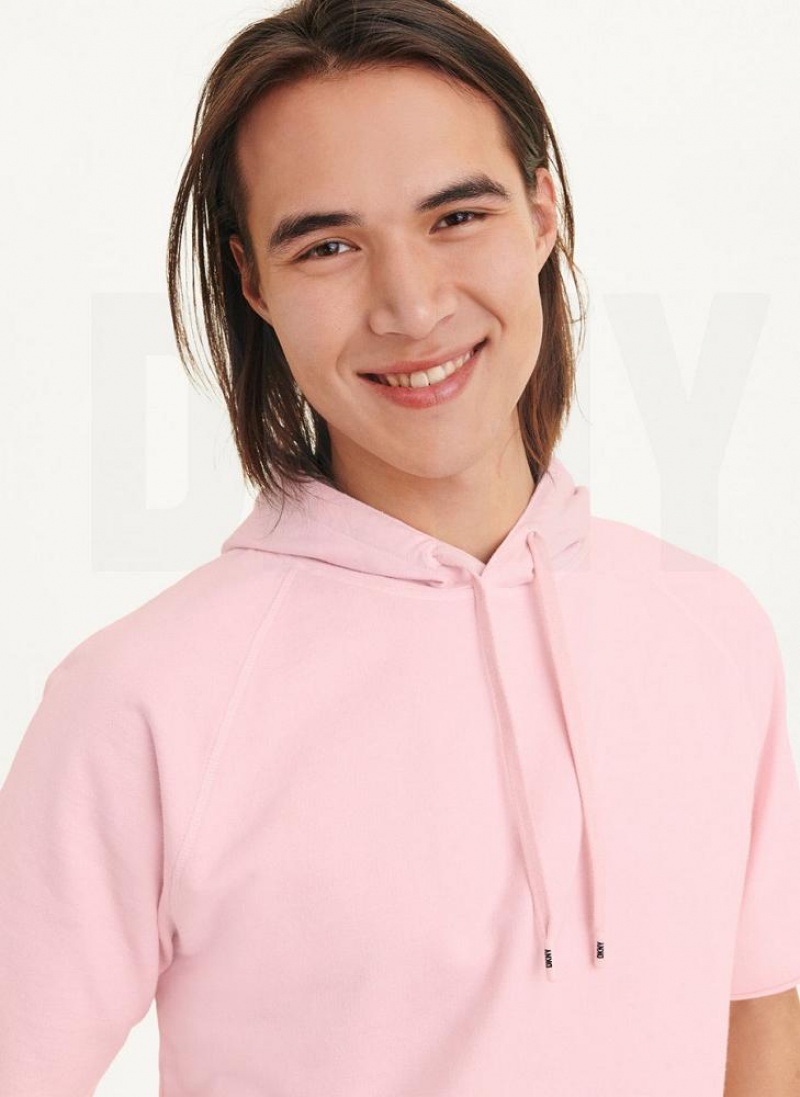 DKNY Kurzes Sleeve Pigment Dye Hoodies Herren Rosa | Austria_D0761