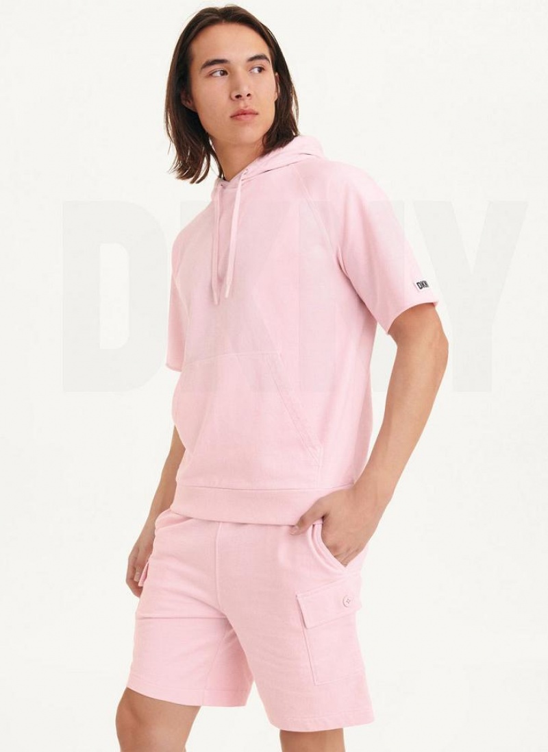 DKNY Kurzes Sleeve Pigment Dye Hoodies Herren Rosa | Austria_D0761