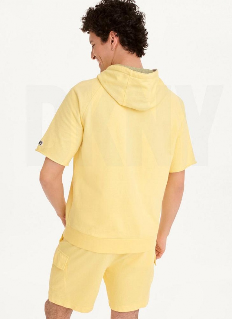 DKNY Kurzes Sleeve Pigment Dye Hoodies Herren Gelb | Austria_D1174