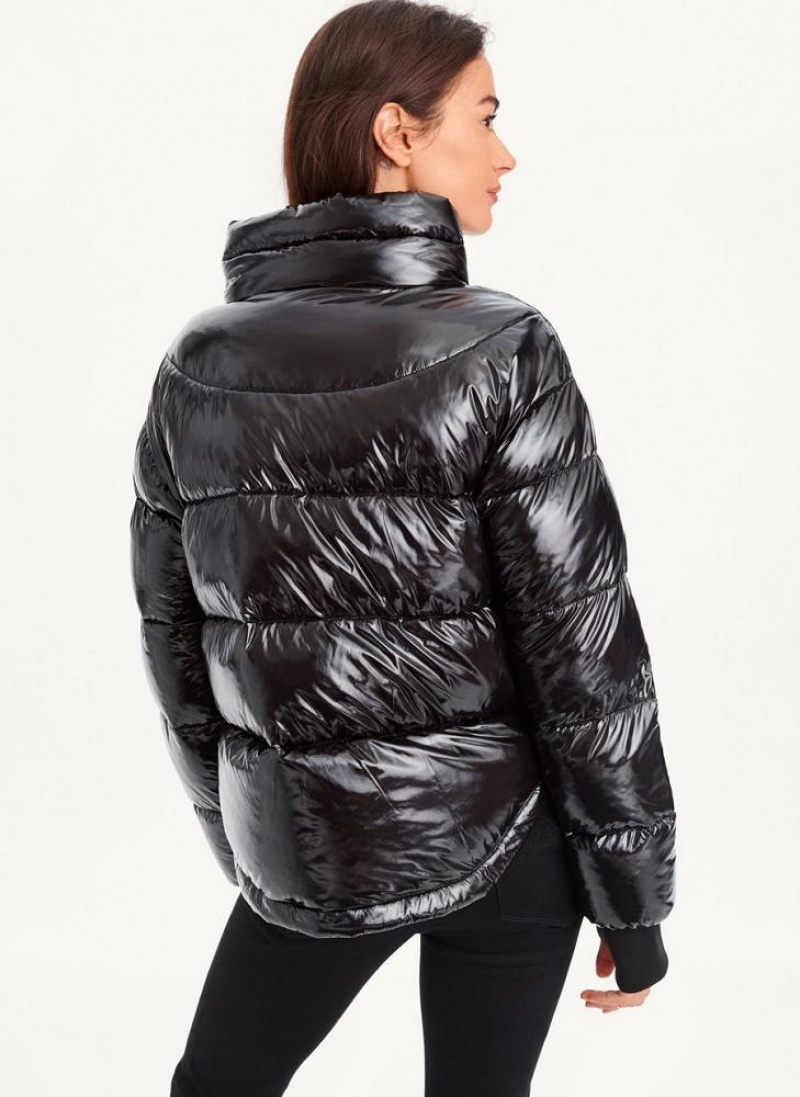 DKNY Kurzes Wet Puffer Mäntel Damen Schwarz | Austria_D0535