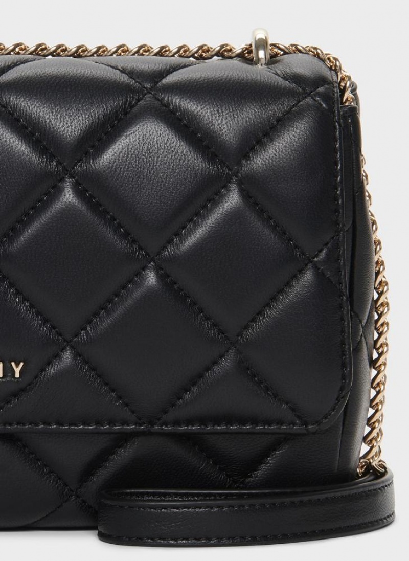 DKNY Lara Large Gesteppt Schultertasche Damen Schwarz Gold | Austria_D1532