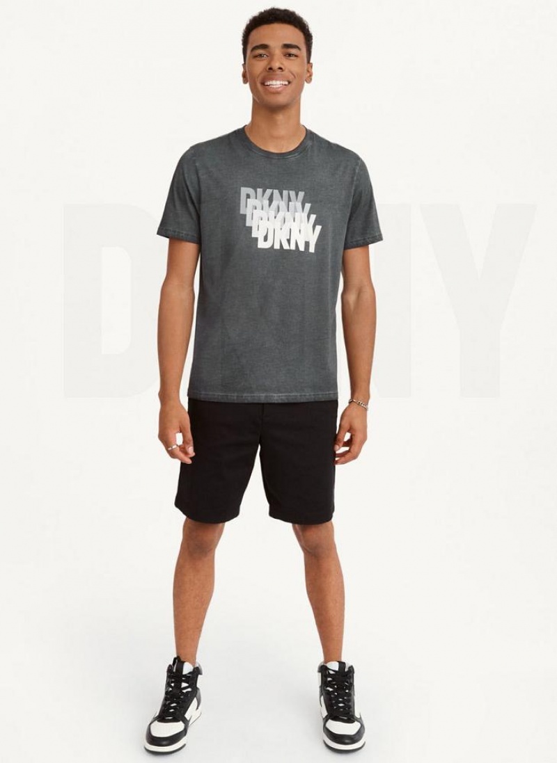 DKNY Layered Mineral Wash T-shirts Herren Schwarz | Austria_D0355