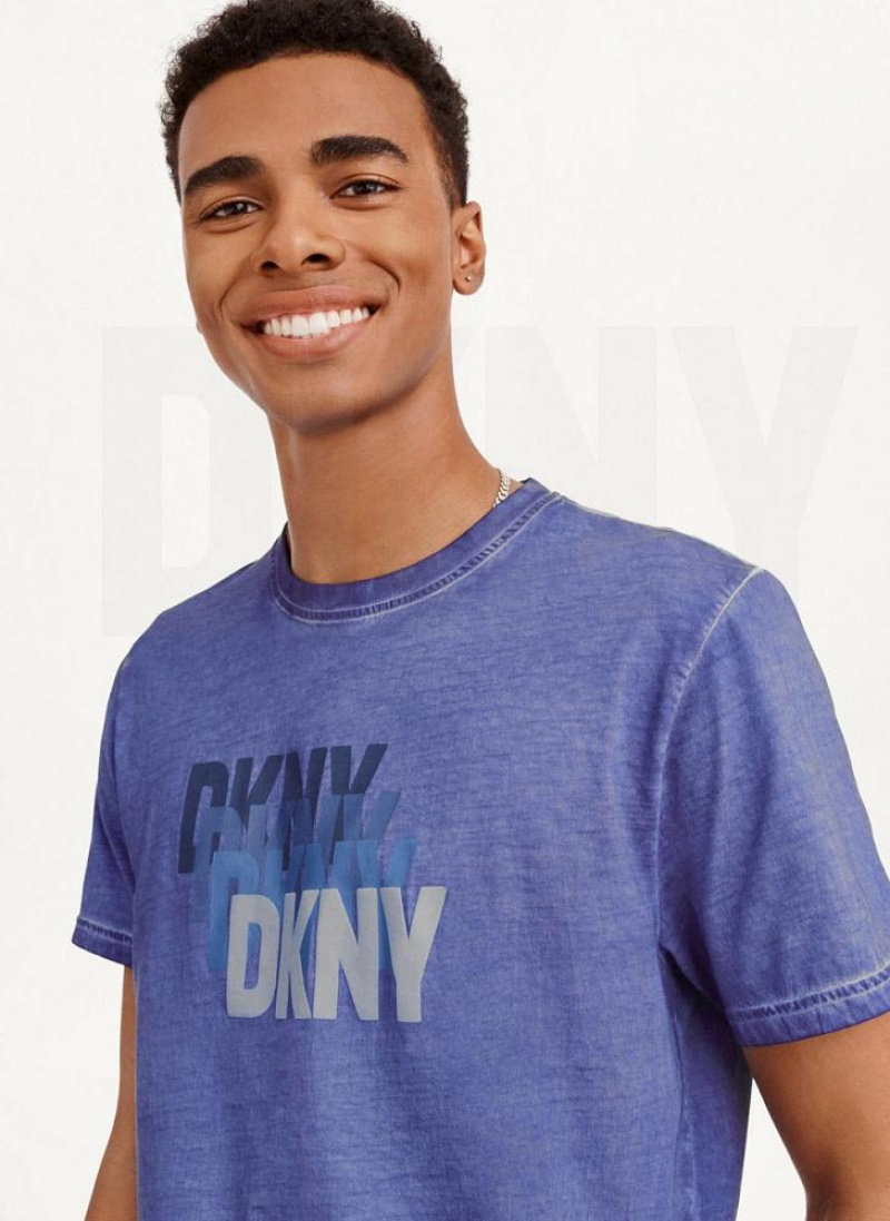 DKNY Layered Mineral Wash T-shirts Herren Tiefesblau | Austria_D1894