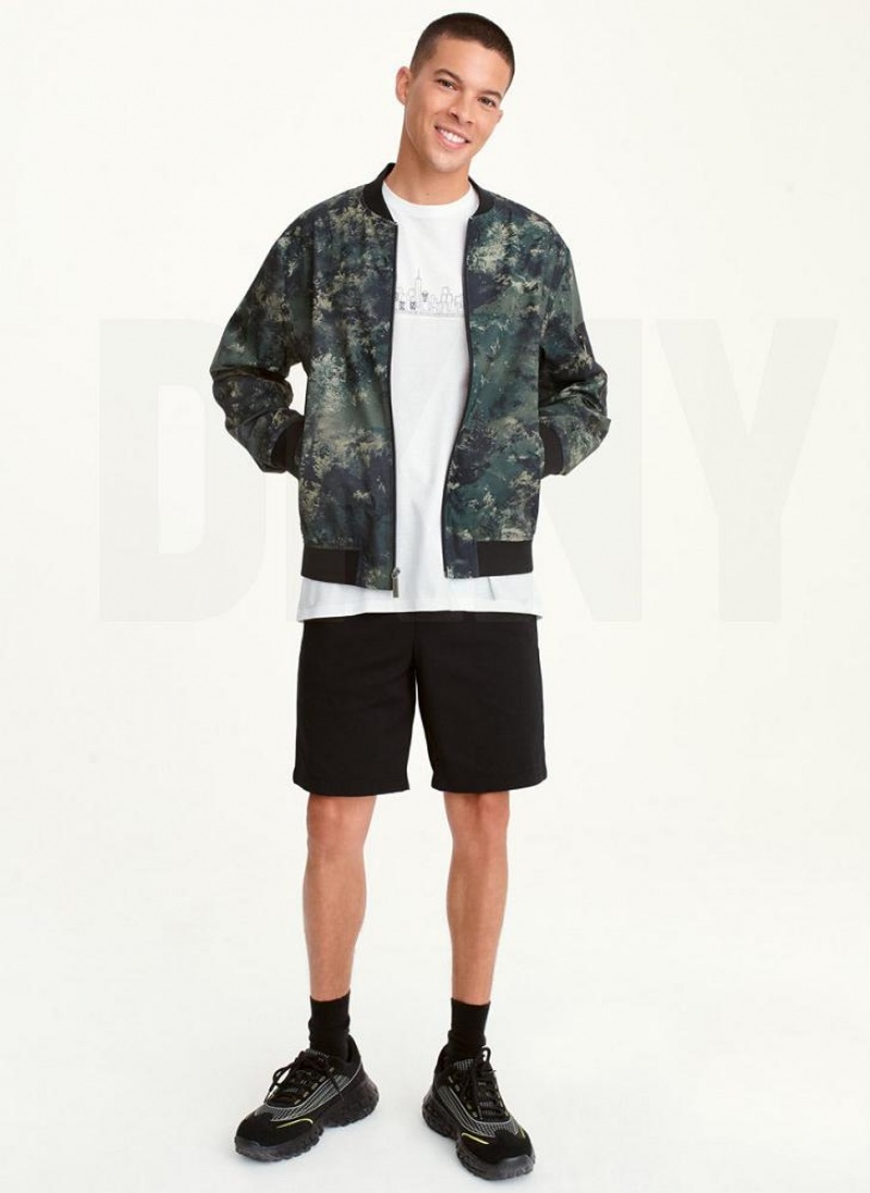 DKNY Leaf Camo Bomber Jacken Herren Olivgrün | Austria_D0155