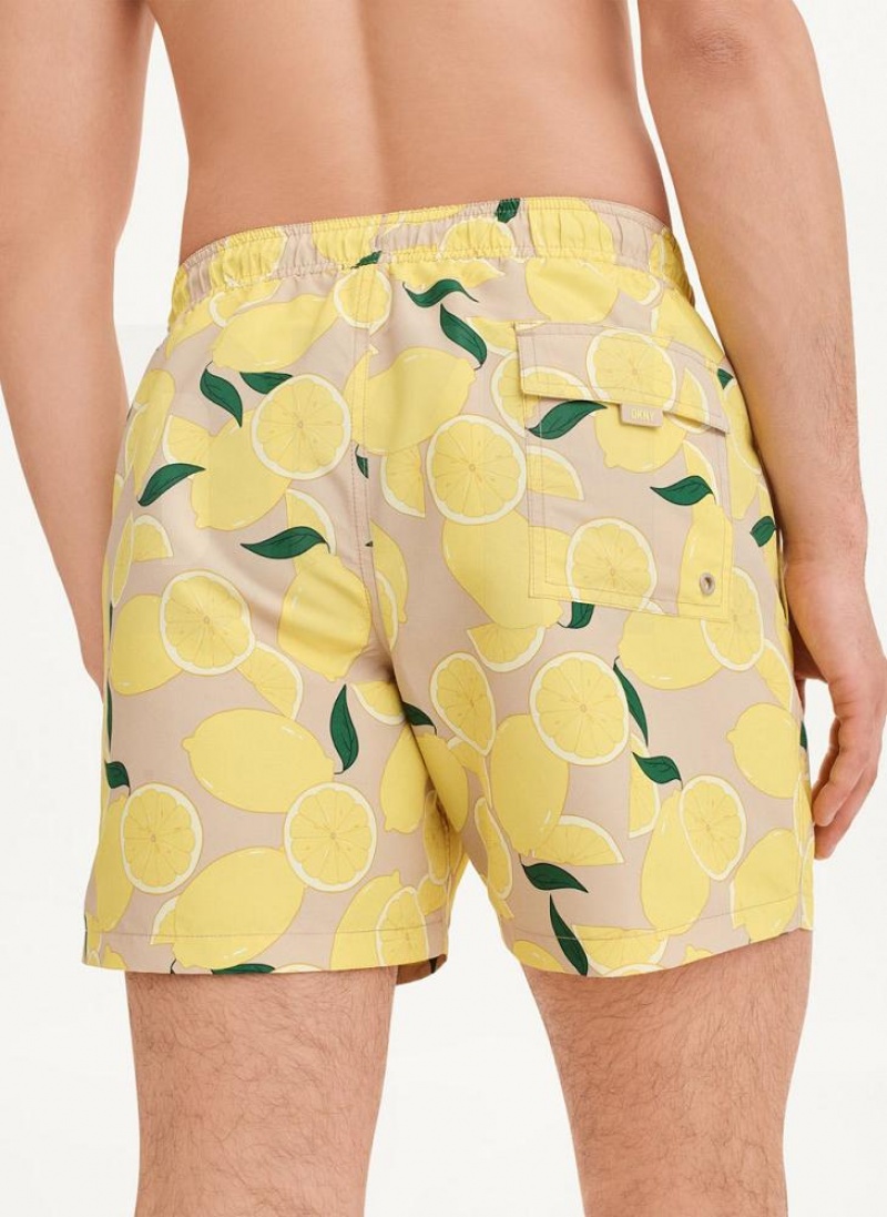 DKNY Lemon Print Swims Kurze Hose Herren Zitrone | Austria_D0235