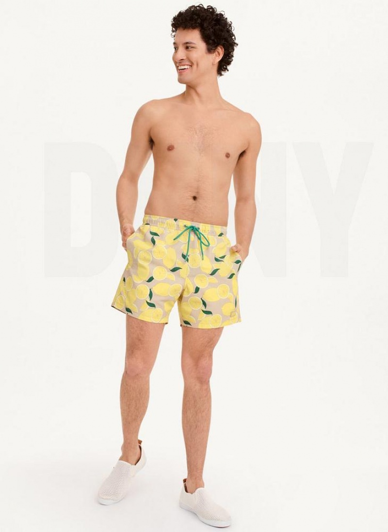 DKNY Lemon Print Swims Kurze Hose Herren Zitrone | Austria_D0235