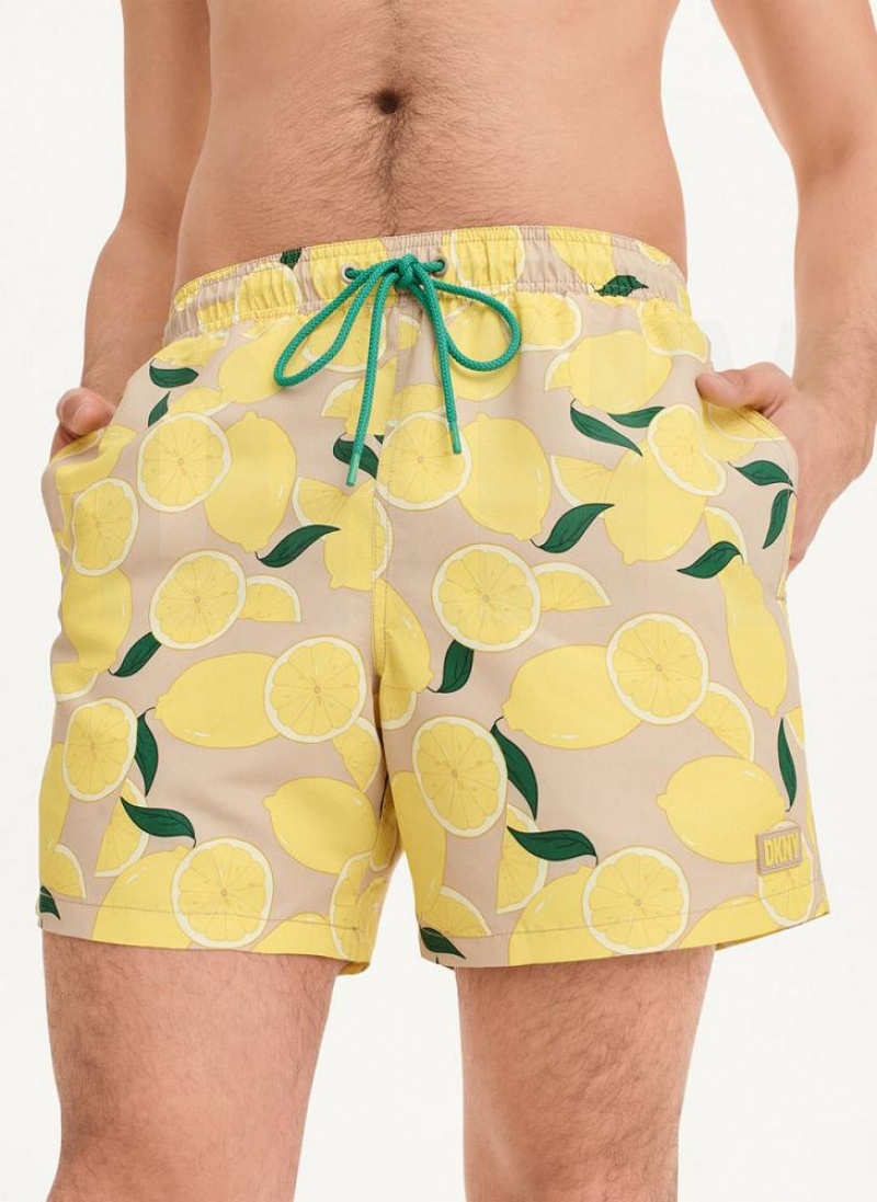 DKNY Lemon Print Swims Kurze Hose Herren Zitrone | Austria_D0235