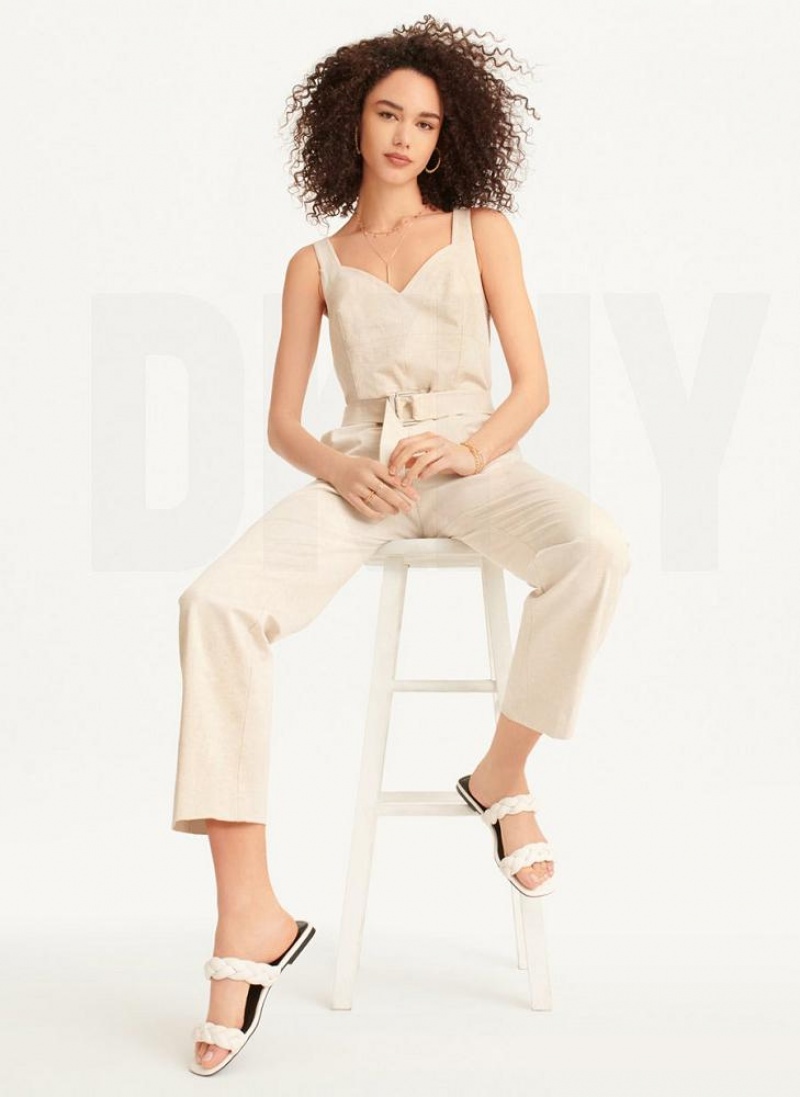 DKNY Linen Belted Jumpsuit Damen Beige | Austria_D0106