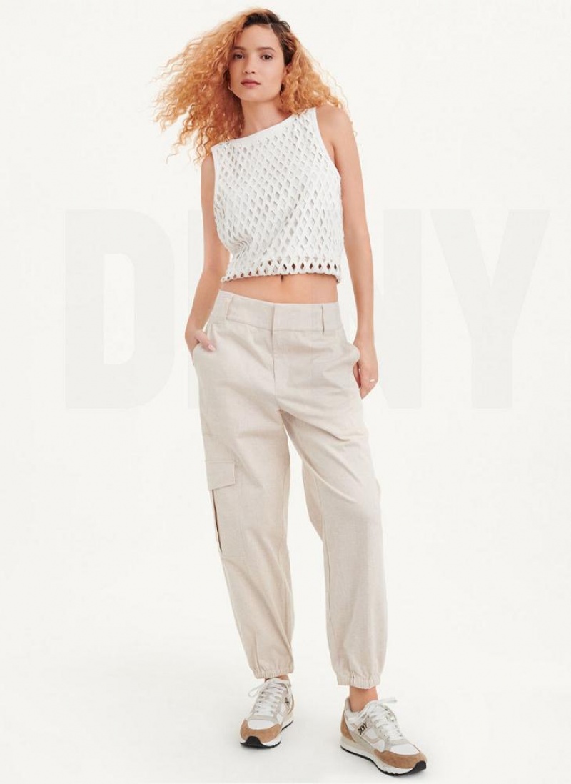 DKNY Linen Hose Damen Beige | Austria_D0358