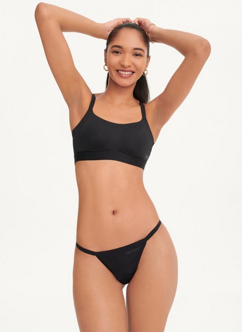 DKNY Litewear Active Kompfort Tanga Damen Schwarz | Austria_D1057