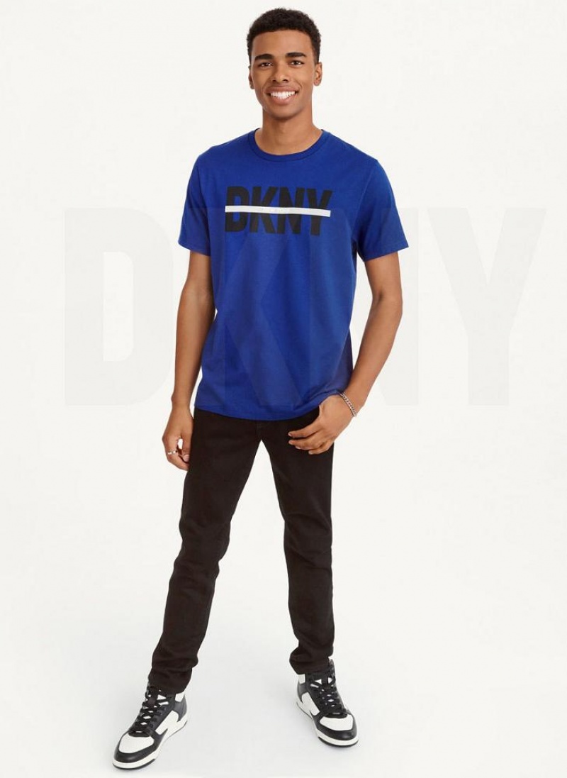 DKNY Logo Cross Bar T-shirts Herren Tiefesblau | Austria_D1380