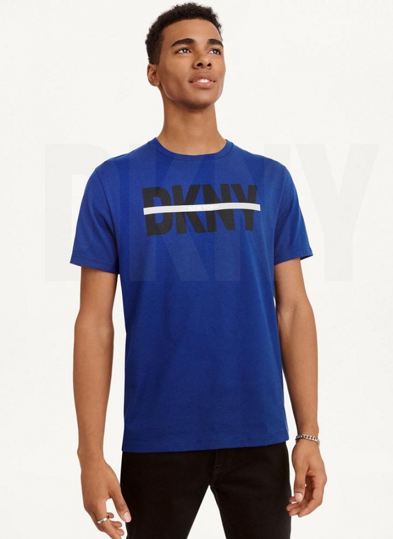 DKNY Logo Cross Bar T-shirts Herren Tiefesblau | Austria_D1380