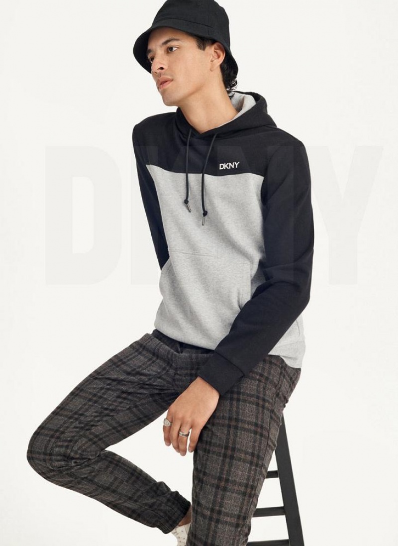 DKNY Logo Fleece Hoodies Herren Schwarz Grau | Austria_D0599