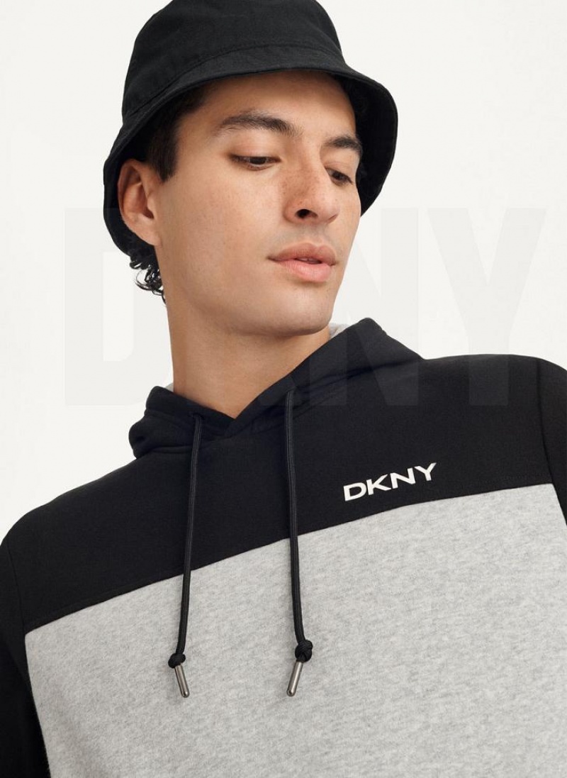 DKNY Logo Fleece Hoodies Herren Schwarz Grau | Austria_D0599