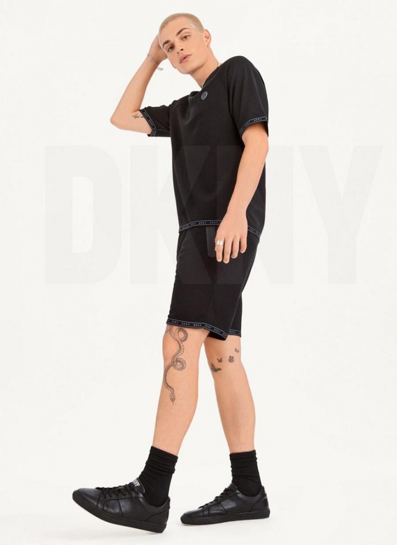 DKNY Logo Hems Kurze Hose Herren Schwarz | Austria_D1219