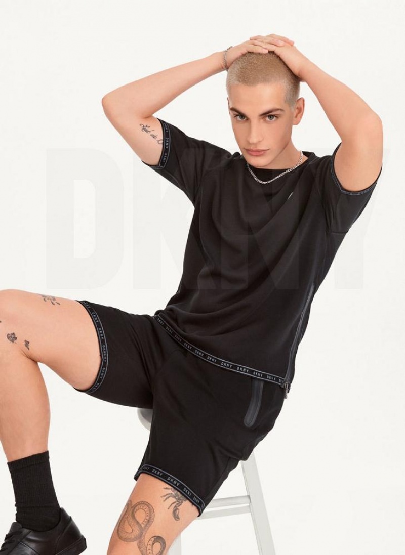 DKNY Logo Hems Kurze Hose Herren Schwarz | Austria_D1219