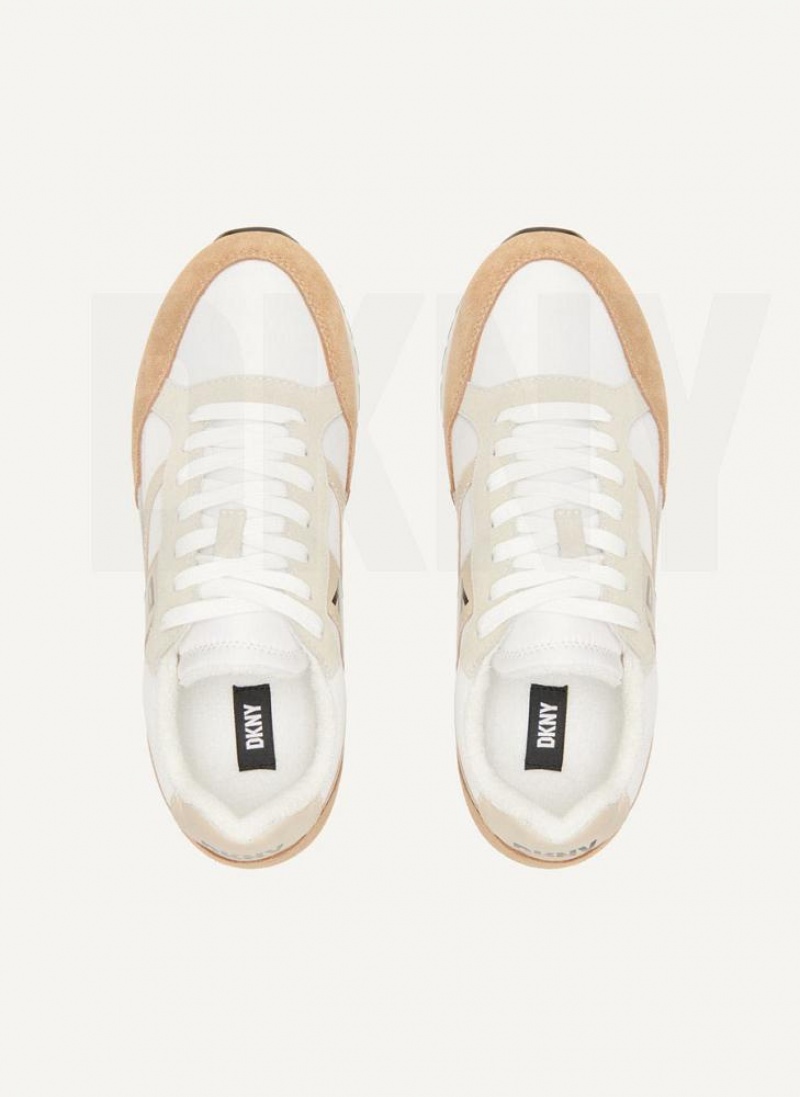 DKNY Logo Retro Sneakers Damen Beige | Austria_D1668