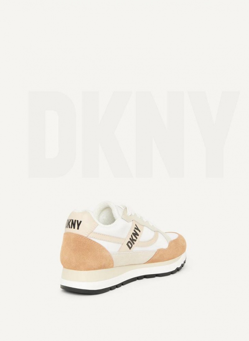 DKNY Logo Retro Sneakers Damen Beige | Austria_D1668