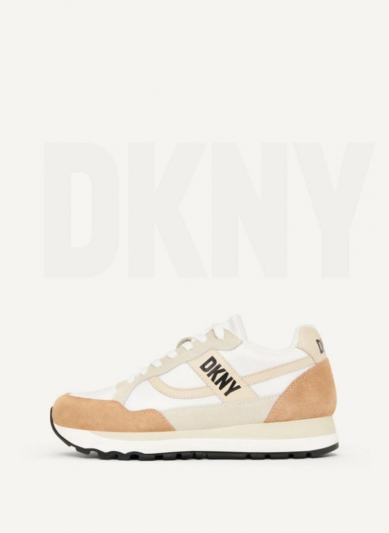 DKNY Logo Retro Sneakers Damen Beige | Austria_D1668