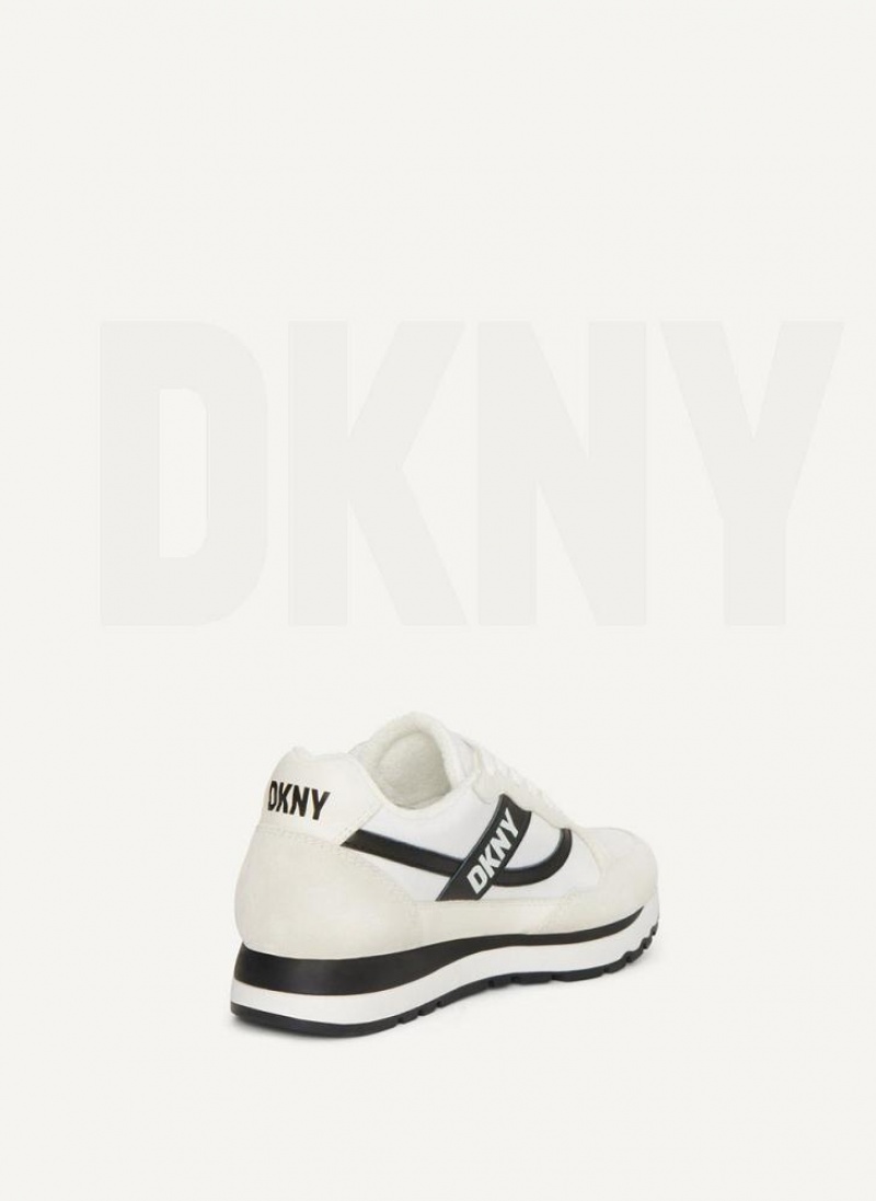 DKNY Logo Retro Sneakers Damen Weiß Schwarz | Austria_D0778