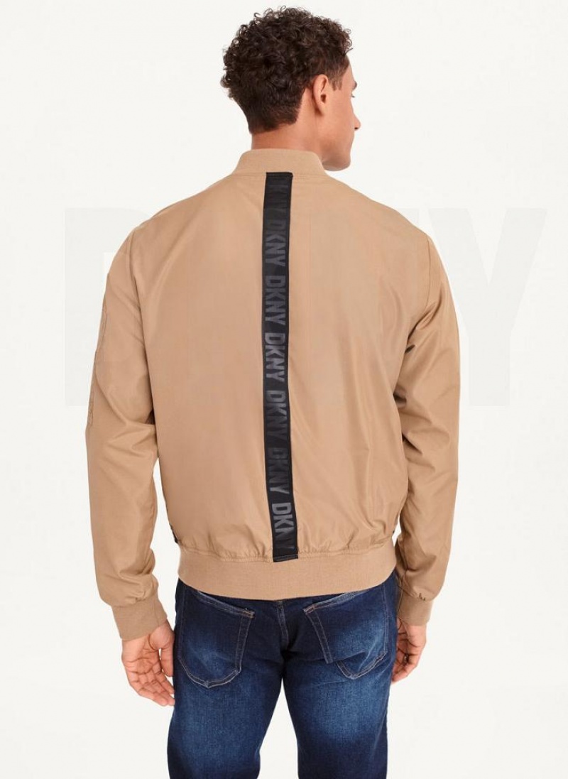 DKNY Logo Tape Bomber Jacken Herren Braun | Austria_D0326