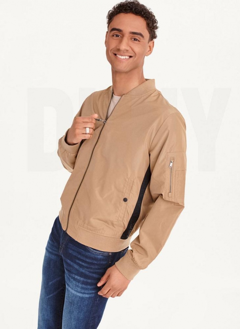 DKNY Logo Tape Bomber Jacken Herren Braun | Austria_D0326