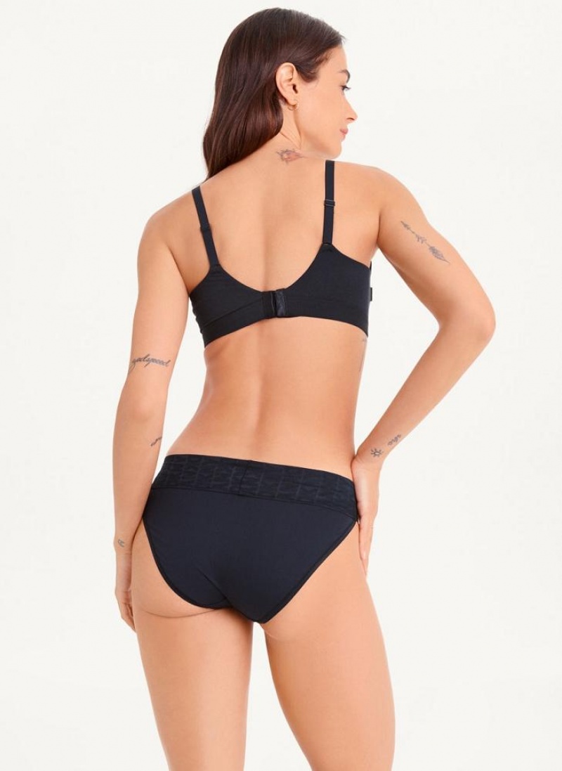 DKNY Logo Waistband Stretch Bikini Höschen Damen Schwarz | Austria_D1133