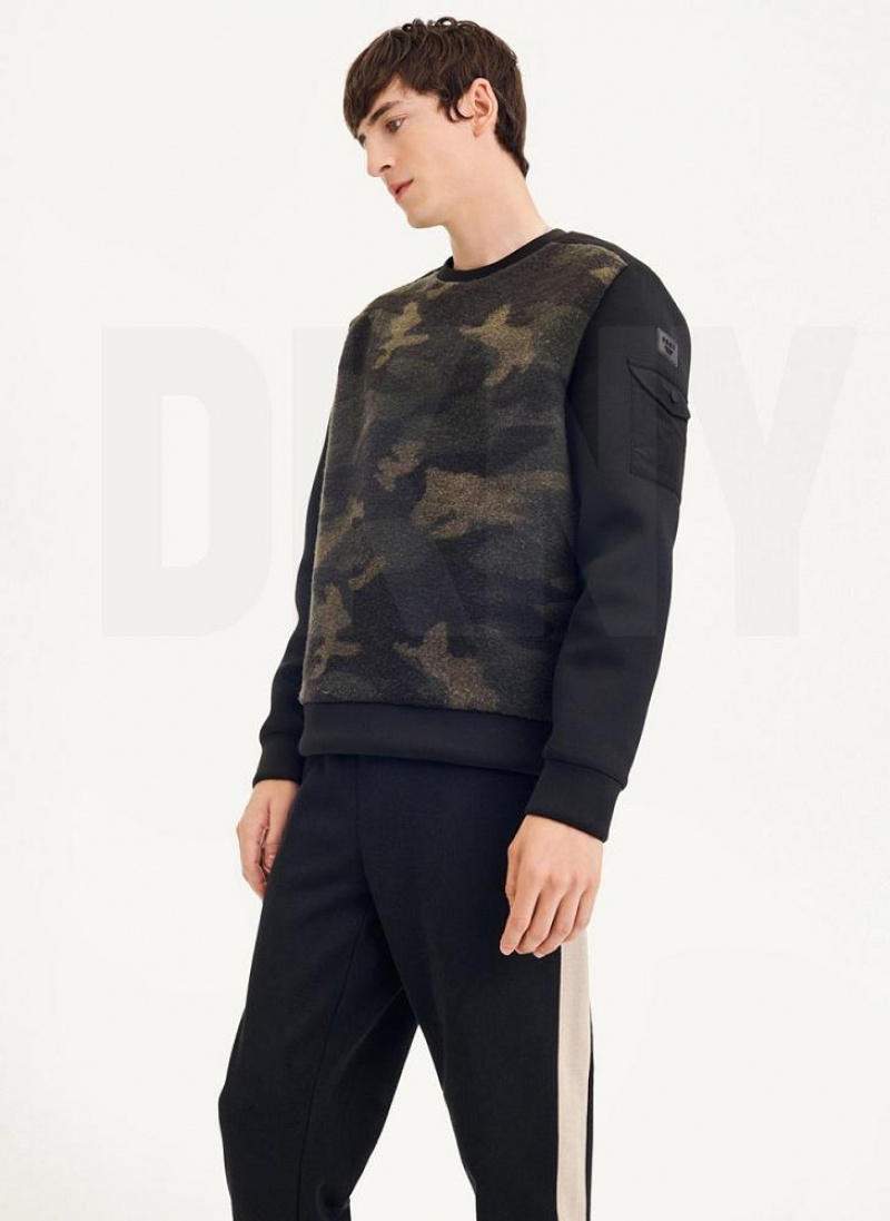 DKNY Long Sleeve Camo Neoprene Sleeve Crewneck Sweatshirts Herren Camouflage | Austria_D0386