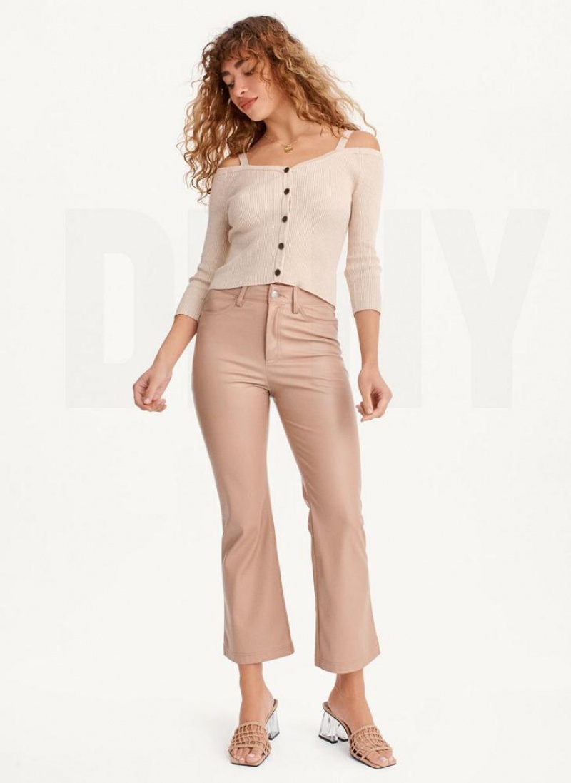 DKNY Long Sleeve Cold Shoulder Pullover Damen Beige | Austria_D1429