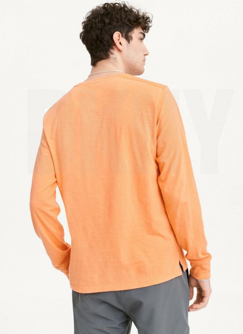 DKNY Long Sleeve Crew Pocket Slub Jersey T-shirts Herren Orange | Austria_D0831