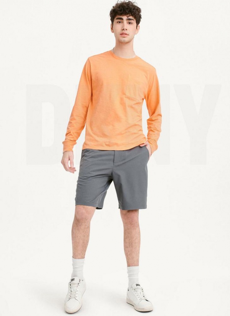 DKNY Long Sleeve Crew Pocket Slub Jersey T-shirts Herren Orange | Austria_D0831