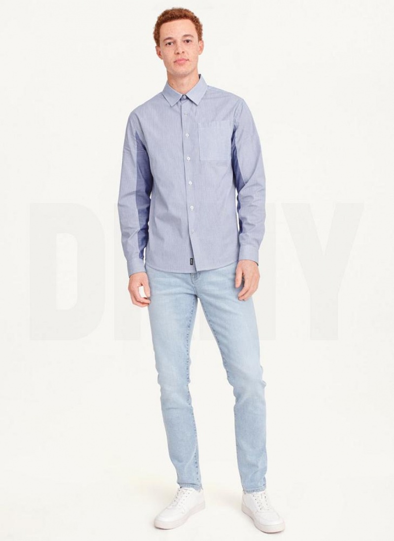 DKNY Long Sleeve Hemd Herren Blau | Austria_D0293