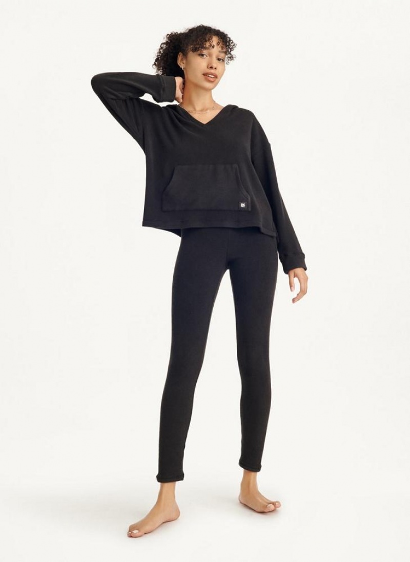 DKNY Long Sleeve Mit Kapuze Top And Legging Set Pyjama Damen Schwarz | Austria_D0417