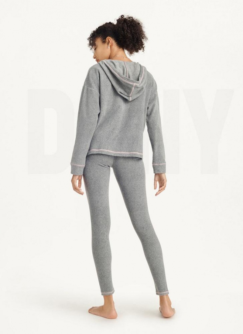 DKNY Long Sleeve Mit Kapuze Top And Legging Set Pyjama Damen Grau | Austria_D1657