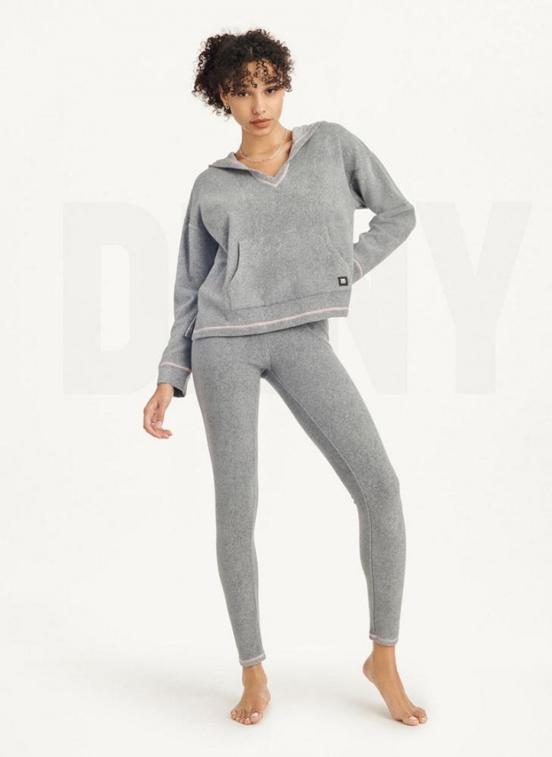 DKNY Long Sleeve Mit Kapuze Top And Legging Set Pyjama Damen Grau | Austria_D1657