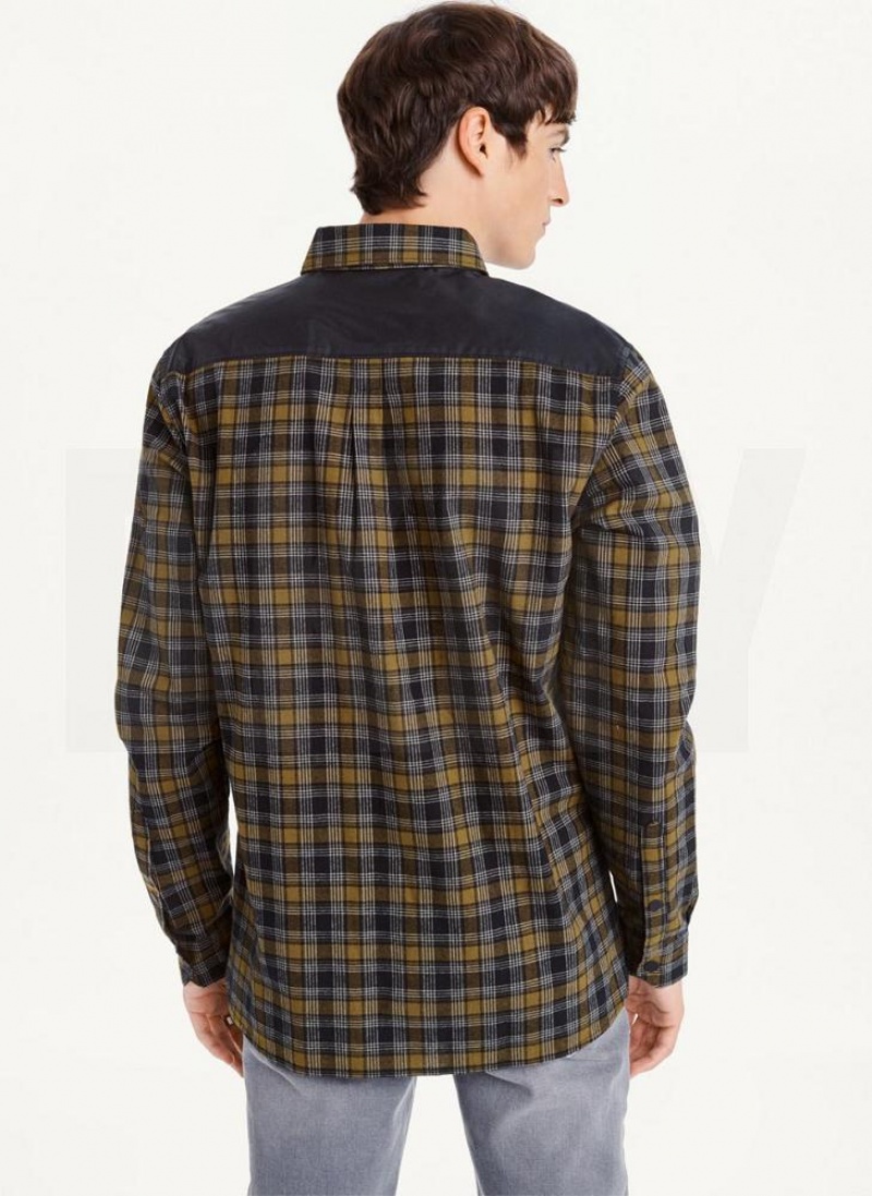 DKNY Long Sleeve Plaid Hemd Herren Olivgrün | Austria_D1679