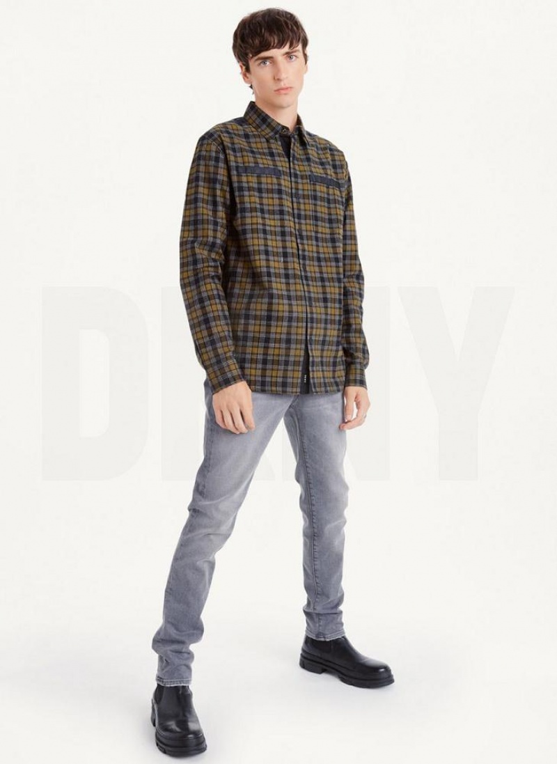 DKNY Long Sleeve Plaid Hemd Herren Olivgrün | Austria_D1679