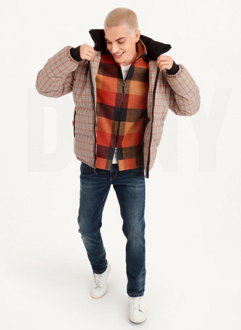 DKNY Long Sleeve Plaid Pufferjacke Herren Mehrfarbig | Austria_D1549