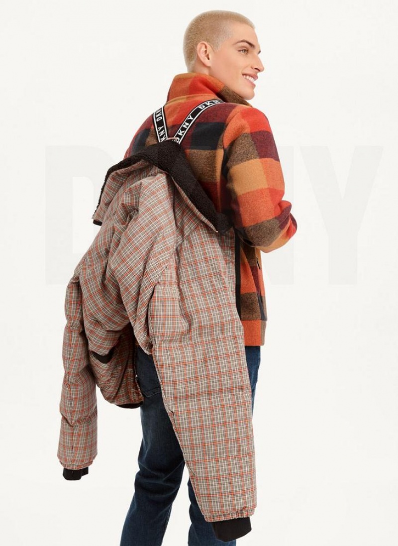 DKNY Long Sleeve Plaid Pufferjacke Herren Mehrfarbig | Austria_D1549