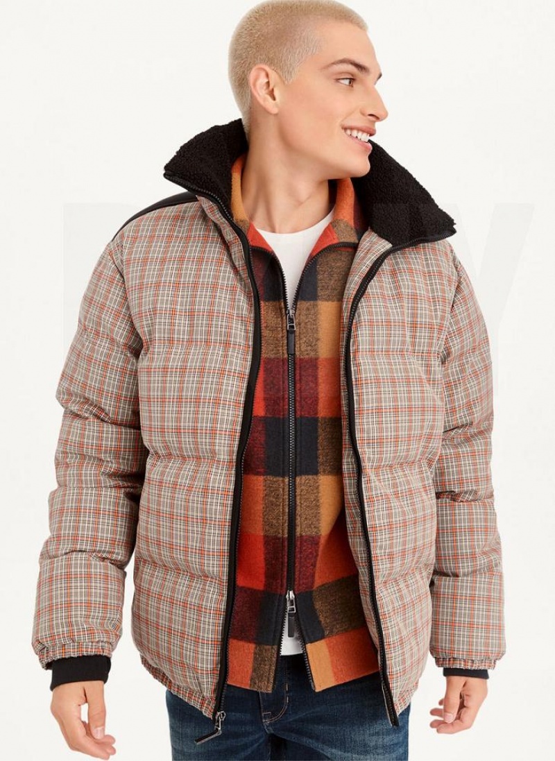 DKNY Long Sleeve Plaid Pufferjacke Herren Mehrfarbig | Austria_D1549