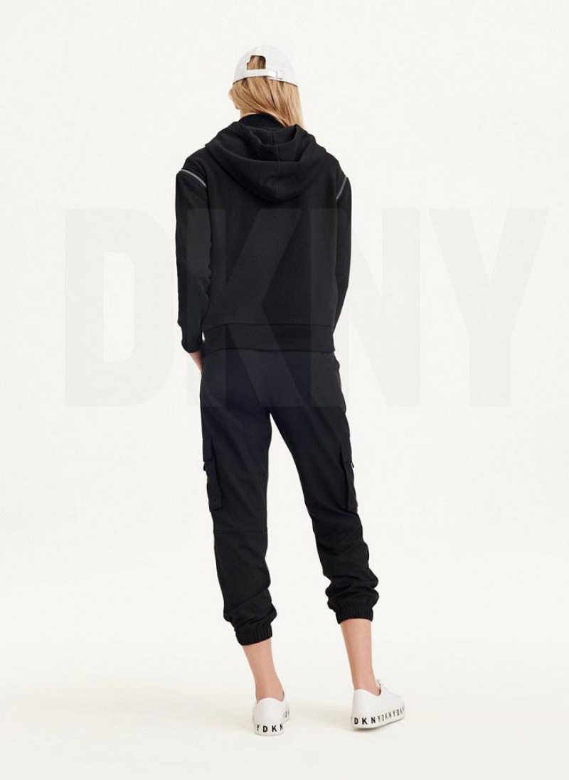 DKNY Long Sleeve Reißverschluss Shoulder With Detachable Hoodies Damen Schwarz | Austria_D1309