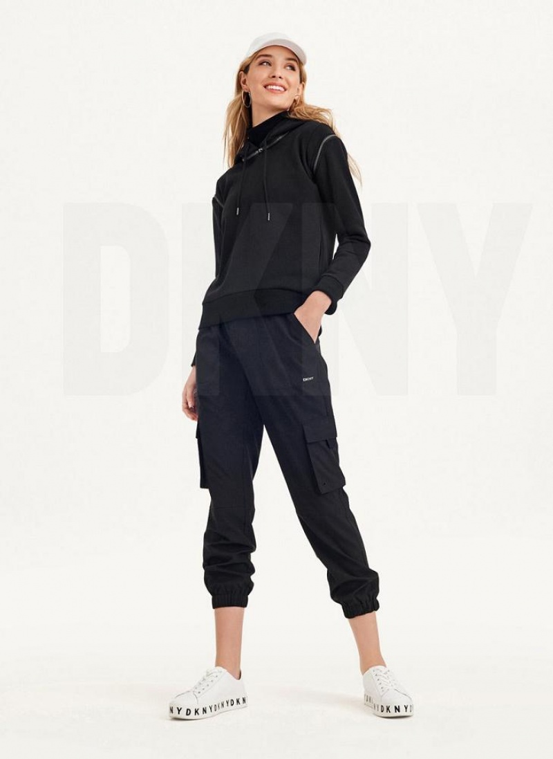 DKNY Long Sleeve Reißverschluss Shoulder With Detachable Hoodies Damen Schwarz | Austria_D1309