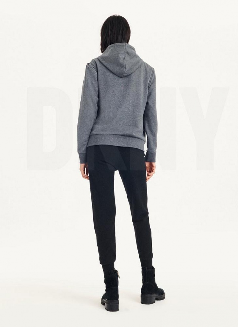 DKNY Long Sleeve Reißverschluss Shoulder With Detachable Hoodies Damen Grau | Austria_D1362