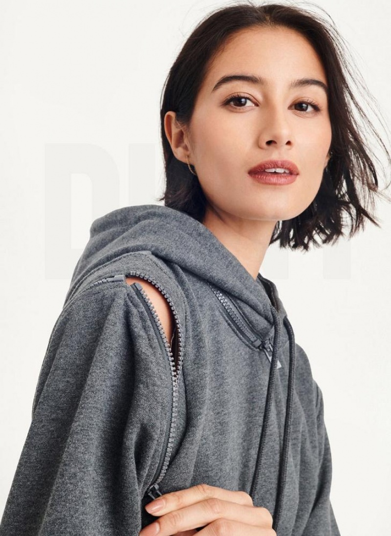 DKNY Long Sleeve Reißverschluss Shoulder With Detachable Hoodies Damen Grau | Austria_D1362