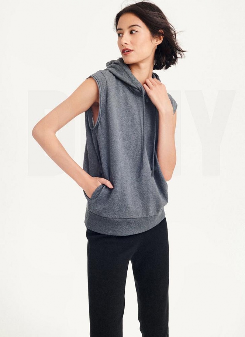 DKNY Long Sleeve Reißverschluss Shoulder With Detachable Hoodies Damen Grau | Austria_D1362