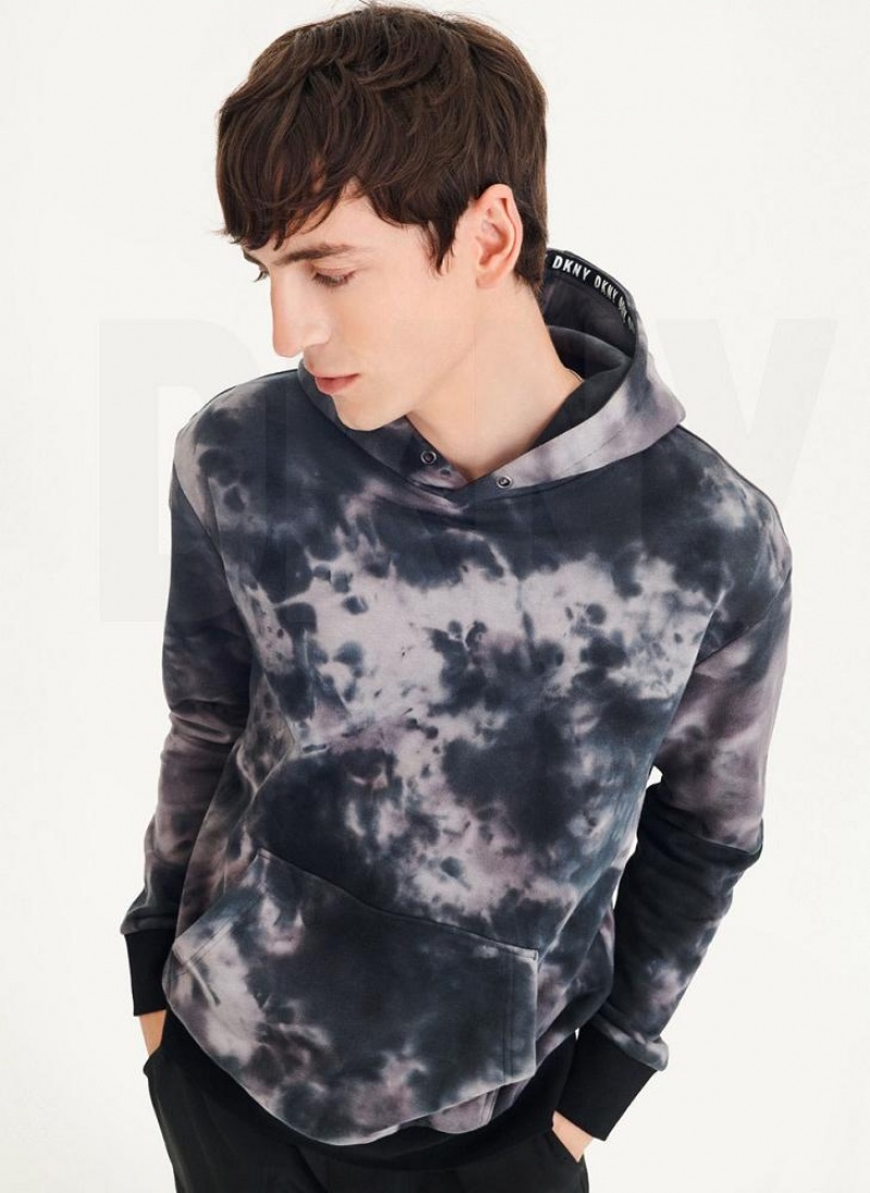 DKNY Long Sleeve Tie Dye With Nylon Trim Hoodies Herren Grau | Austria_D0789