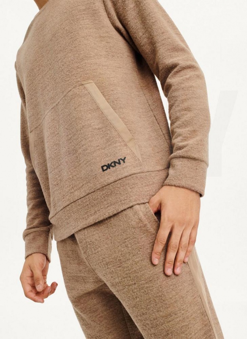 DKNY Lounge Crew Neck Sweatshirts Herren Braun | Austria_D1404