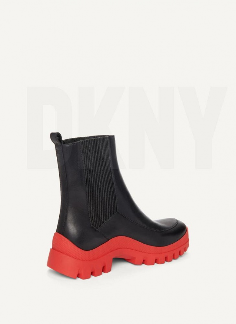 DKNY Lug Sole Chelsea Stiefel Damen Schwarz Rot | Austria_D0696