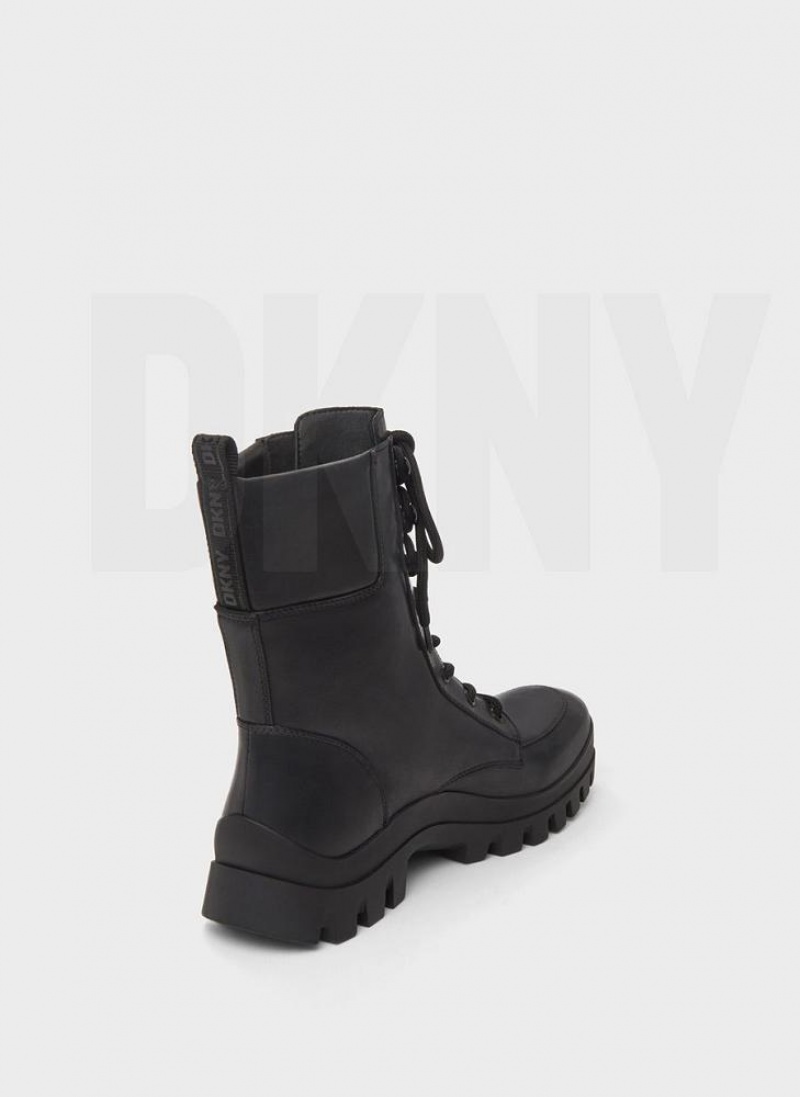 DKNY Lug Sole Combat Stiefel Damen Schwarz | Austria_D1438