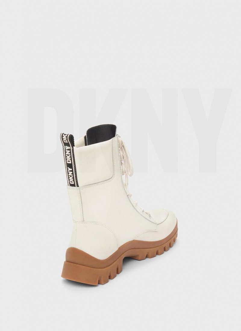 DKNY Lug Sole Combat Stiefel Damen Weiß | Austria_D1935